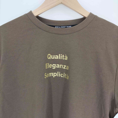 エスワイサーティトゥー SY32 by SWEET YEARS 両面プリント S/S クルーネック Tシャツ レディース JPN:S