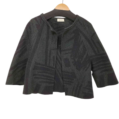 ゲンテン genten 総柄 ボタンレス ノーカラー ウールジャケット レディース JPN:40