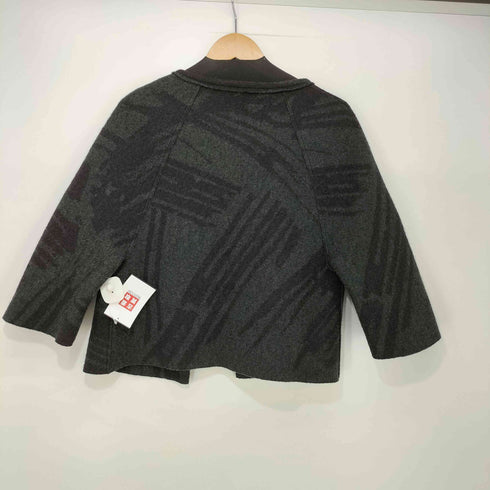 ゲンテン genten 総柄 ボタンレス ノーカラー ウールジャケット レディース JPN:40