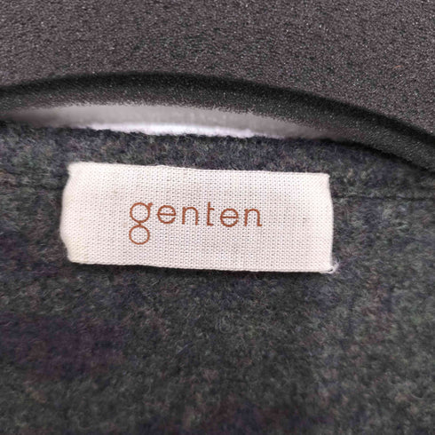 ゲンテン genten 総柄 ボタンレス ノーカラー ウールジャケット レディース JPN:40