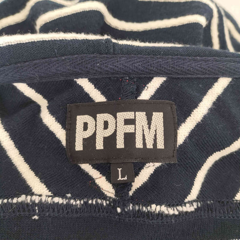 ピーピーエフエム PPFM ボーダー半袖ジップフライパーカー Y2K メンズ L