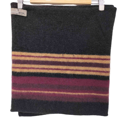 MERINOMINK ニュージーランド製 ストライプ マフラー レディース