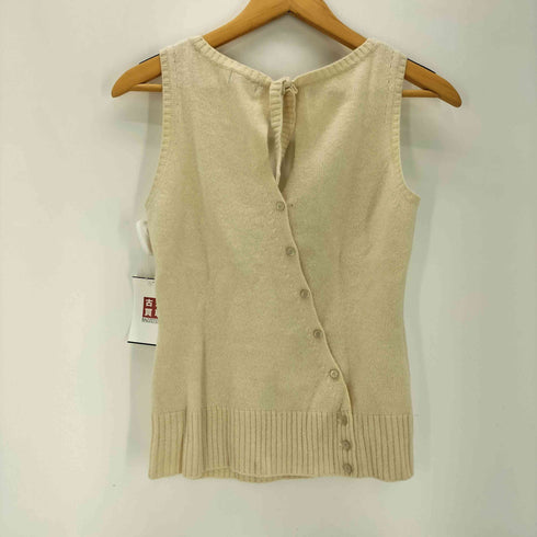 バーバリーブルーレーベル BURBERRY BLUE LABEL アシンメトリー ボタン 2WAY リボン ウール ニット ベスト レディース EUR:38