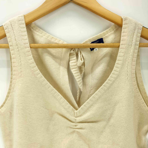 バーバリーブルーレーベル BURBERRY BLUE LABEL アシンメトリー ボタン 2WAY リボン ウール ニット ベスト レディース EUR:38