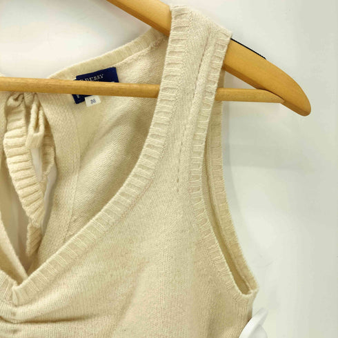 バーバリーブルーレーベル BURBERRY BLUE LABEL アシンメトリー ボタン 2WAY リボン ウール ニット ベスト レディース EUR:38