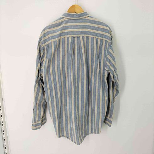 ノーティカ NAUTICA 80-90s ストライプ柄 ロゴ刺繍 ボタンダウンロングスリーブシャツ メンズ import:L