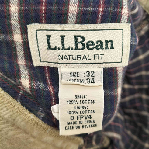 エルエルビーン L.L.Bean 00S NATURAL FIT 裏地チェック チノパンツ メンズ 32/34