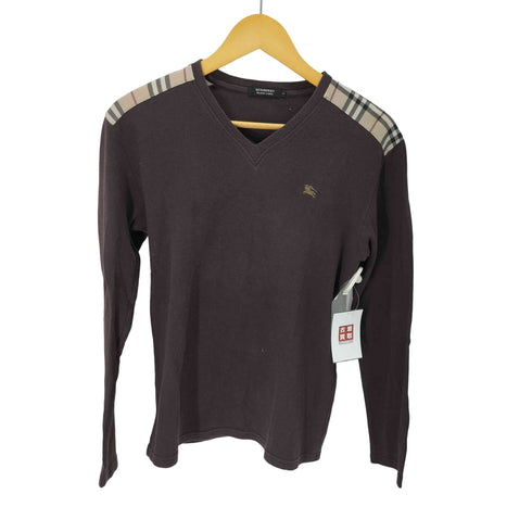 バーバリーブラックレーベル BURBERRY BLACK LABEL ホース刺繍 ショルダーノバチェック Vネックカットソー レディース 2