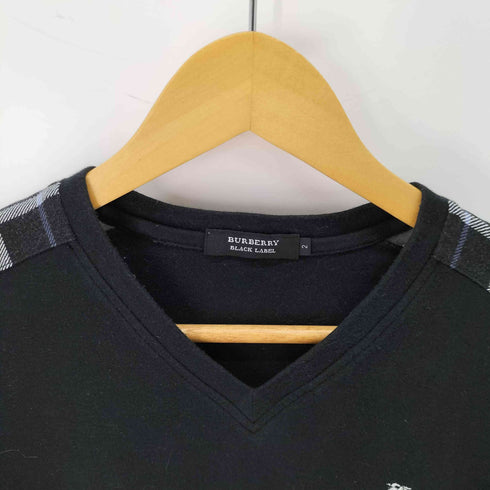 バーバリーブラックレーベル BURBERRY BLACK LABEL ホース刺繍 ショルダーノバチェック Vネックカットソー メンズ 2