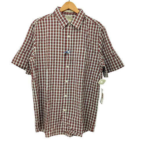 エルエルビーン L.L.Bean SLIGHTLY FITTED S/S チェックシアサッカーシャツ メンズ import:M