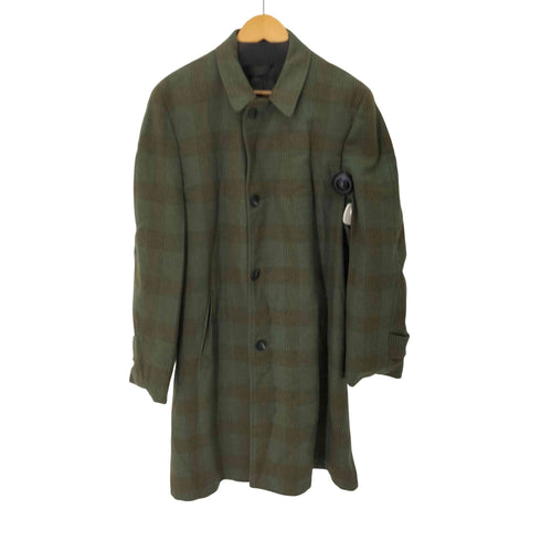 GREEN CLOTHIERS 推定60-70s USA製 Amalgamated Clothing Workers of America チェック柄 ステンカラーコート メンズ