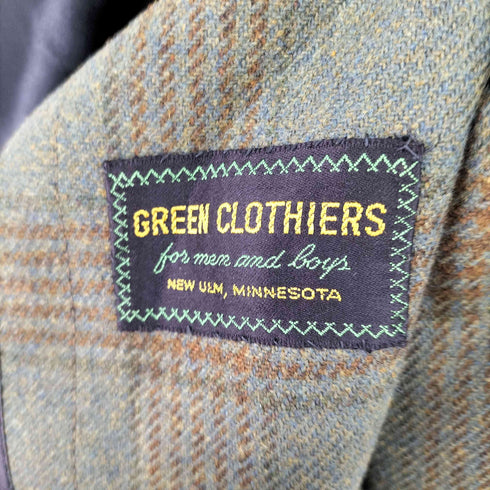 GREEN CLOTHIERS 推定60-70s USA製 Amalgamated Clothing Workers of America チェック柄 ステンカラーコート メンズ