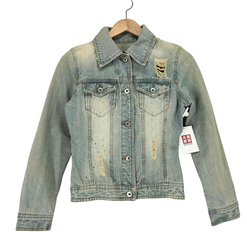 マルチカラーラインストーンデニムジャケット Y2K レディース M