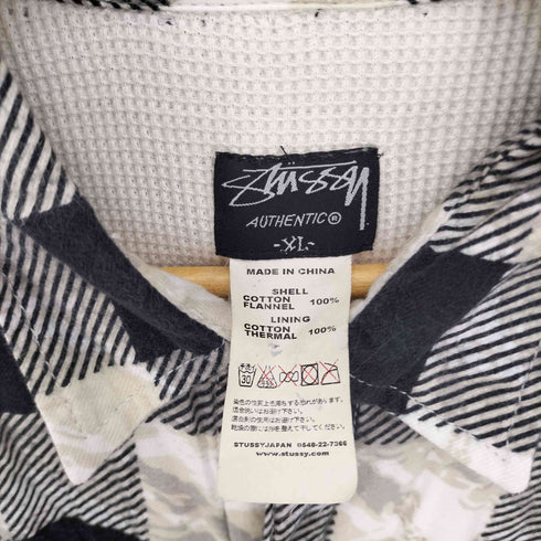 ステューシー Stussy 00S AUTHENTICタグ チェック シャツ ジャケット ワーク 裏地サーマル メンズ import:XL