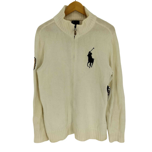 ポロバイラルフローレン Polo by RALPH LAUREN 90S ビックポニー 刺繍 ボトルネック ジップアップ ニット カーディガン ジャケット ユニセックス メンズ import:XL