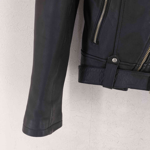 ロボ ROBO SHEEP LEATHER ダブルライダースジャケット レディース import:S