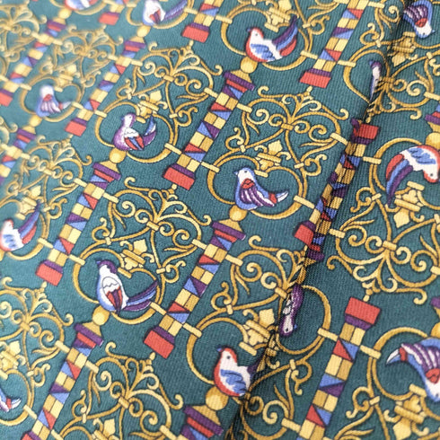 サルヴァトーレフェラガモ Salvatore Ferragamo 鳥柄シルクネクタイ メンズ
