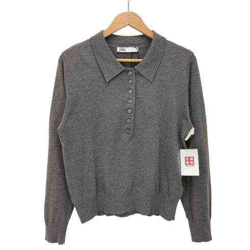ザラ ZARA プレーンニットポロセーター レディース JPN:L