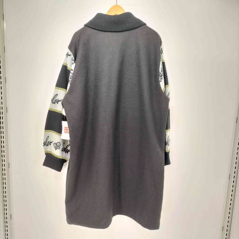 スカラー ScoLar ネコ蝶ロゴライン ジャガードニット切替コート レディース import:M