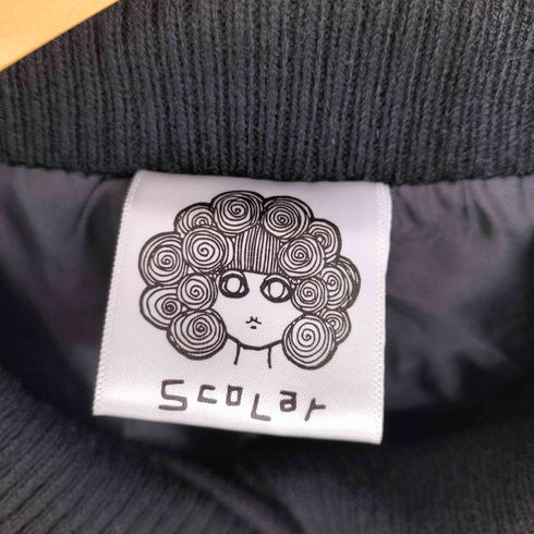 スカラー ScoLar ネコ蝶ロゴライン ジャガードニット切替コート レディース import:M