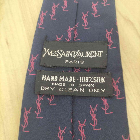 イヴサンローラン Yves Saint Laurent MADE IN SPAIN ロゴプリントシルクネクタイ メンズ