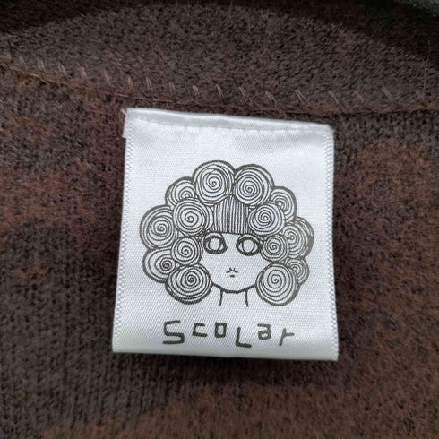 スカラー ScoLar ふくれジャガードのネコ柄カーディガン レディース import:M