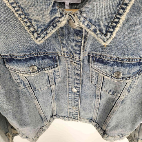 ザラ ZARA RIPPED DENIM JACKET ダメージ デニム ジャケット レディース import:XS