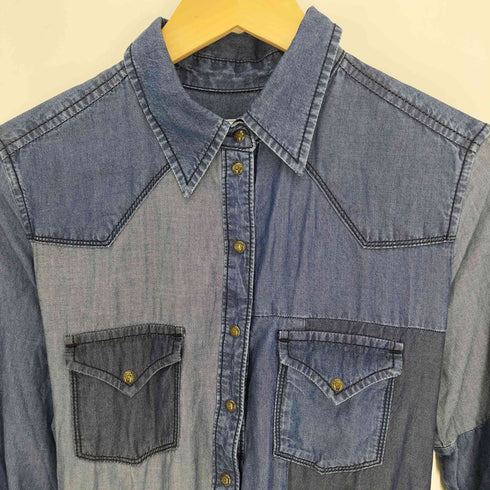 ディーゼル DIESEL ウエスタン パッチワーク デニム スナップボタン デニム プルオーバー ワンピース Y2K レディース