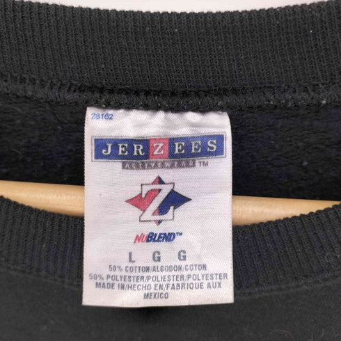 ジャージーズ JERZEES 90S メキシコ製 OHIO 魔女 月コウモリ 刺繍 裏起毛 ポリコットン クルーネック スウェット メンズ import:L