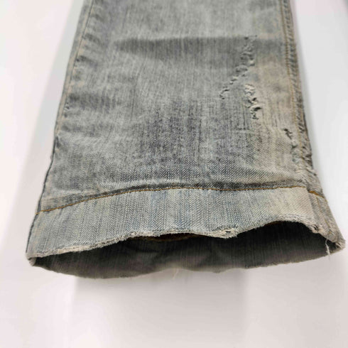 ドルチェアンドガッバーナ DOLCE&GABBANA 06SS 加工 レザーベルトループハトメダメージデニムパンツ メンズ 46