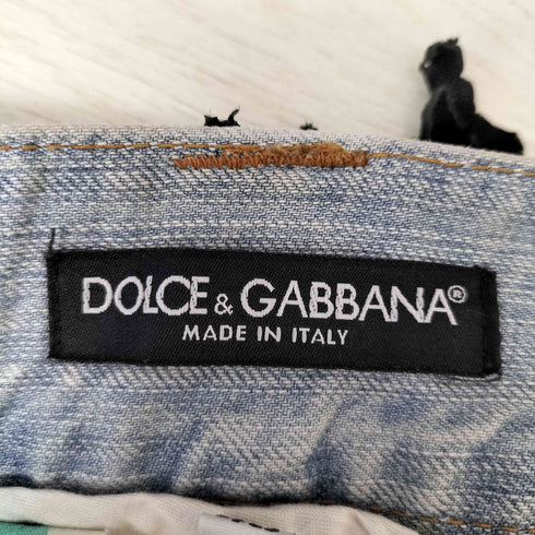 ドルチェアンドガッバーナ DOLCE&GABBANA 06SS 加工 レザーベルトループハトメダメージデニムパンツ メンズ 46