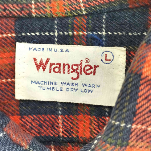 ラングラー Wrangler USA製 ピリング チェック レギュラーカラーシャツ メンズ import:L