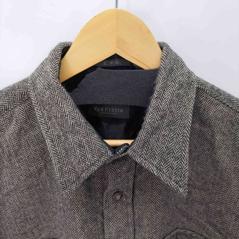 ヴァンヒューゼン VAN HEUSEN ヘリンボーン cpoシャツ メンズ import:L