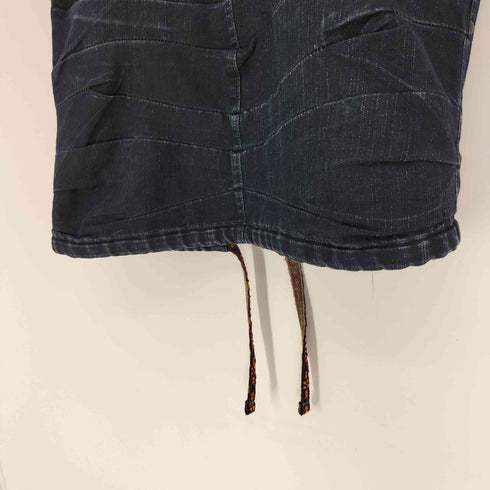 マリテフランソワジルボー MARITHE FRANCOIS GIRBAUD 00S ベルト付 フリンジデザイン ジップフライ ギャザー デニム スカート Y2K レディース JPN:M