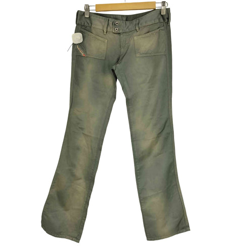 ディーゼルインダストリー Diesel Industry 00S Dロゴ刺繍 4ポケット ジップフライ 62/38 コットン レーヨン フレア パンツ Y2K レディース US:28-29