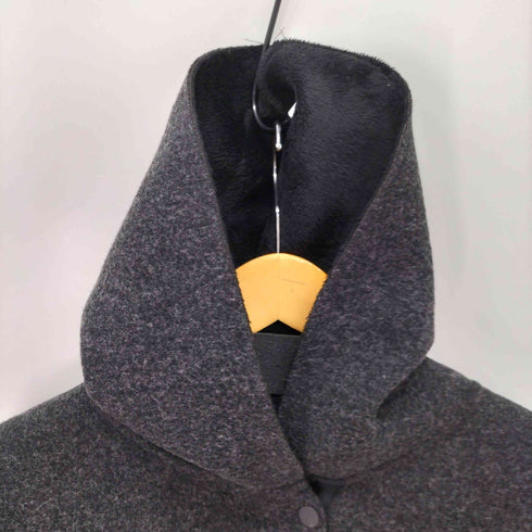 LA MONET フェイクレザーポケット フード コート レディース