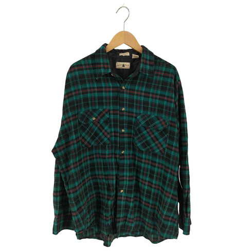 ノースウエストテリトリー NORTHWEST TERRITORY 香港製 チェック 両胸フラップ レギュラーカラーシャツ メンズ import:XL