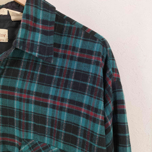 ノースウエストテリトリー NORTHWEST TERRITORY 香港製 チェック 両胸フラップ レギュラーカラーシャツ メンズ import:XL