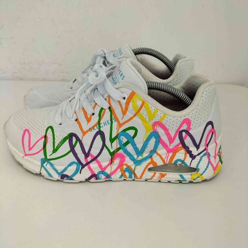 スケッチャーズ SKECHERS UNO-HIGHLIGHT LOVE スニーカー 厚底 ヒールアップ ウェッジソール 総柄 レディース JPN:24.5