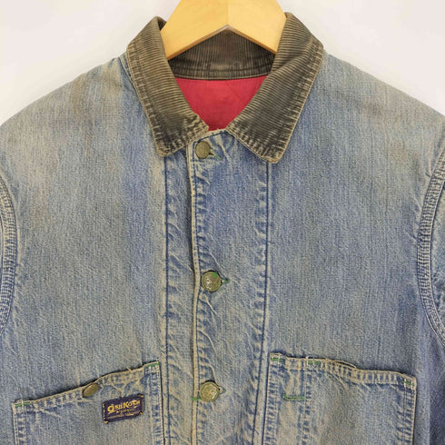 オシュコシュ OSHKOSH B'gosh 60S 裏地キルティング コーデュロイ襟 クローバーボタン デニム カバーオール ボロ メンズ