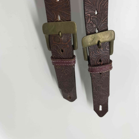 アヴィレックス AVIREX 総柄 エンボス 花柄 レザー コンビ サスペンダー カービング メンズ