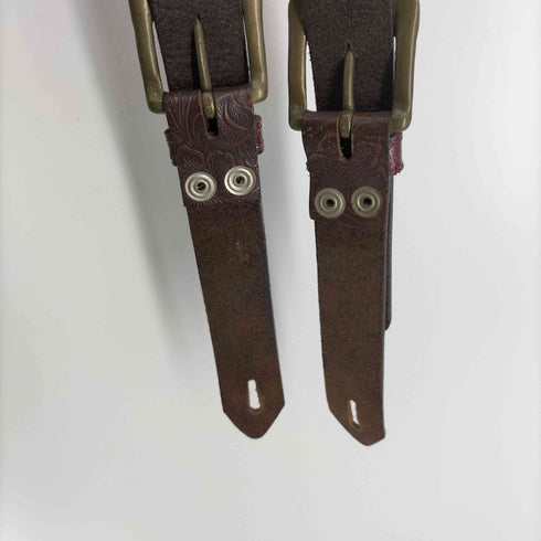 アヴィレックス AVIREX 総柄 エンボス 花柄 レザー コンビ サスペンダー カービング メンズ