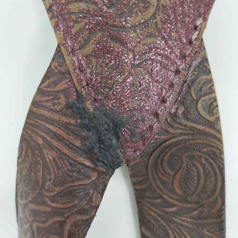 アヴィレックス AVIREX 総柄 エンボス 花柄 レザー コンビ サスペンダー カービング メンズ