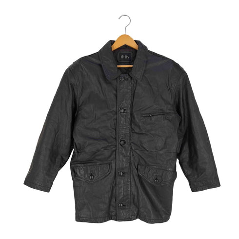 裏地キルティング レザーハーフコート メンズ