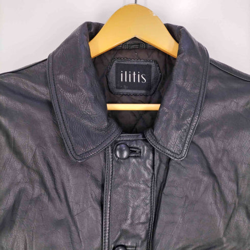 裏地キルティング レザーハーフコート メンズ