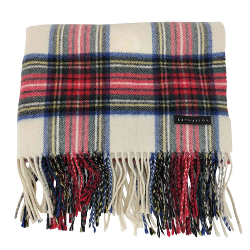 エストネーション ESTNATION タータンチェック 大判 フリンジ ウール マフラー レディース