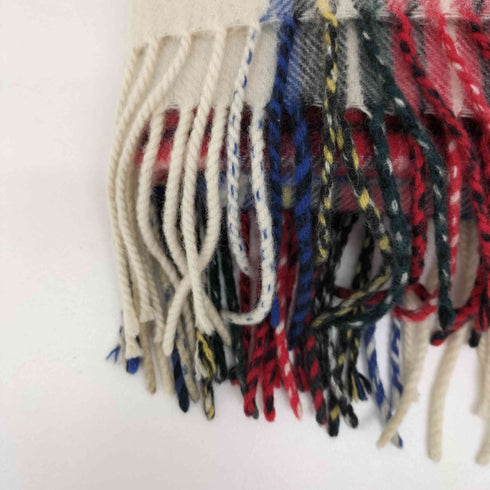 エストネーション ESTNATION タータンチェック 大判 フリンジ ウール マフラー レディース