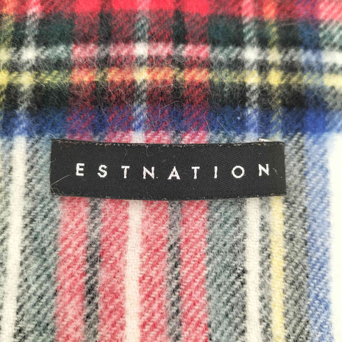 エストネーション ESTNATION タータンチェック 大判 フリンジ ウール マフラー レディース