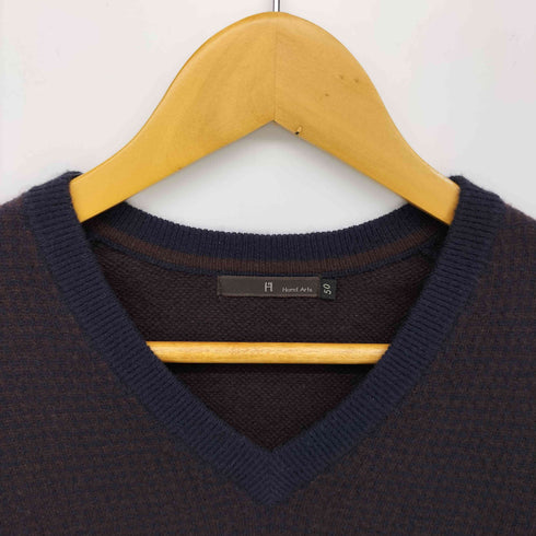 HAND ARTS カシミヤ 100 ハウンドチェック Vネック L/S ニット レディース 50