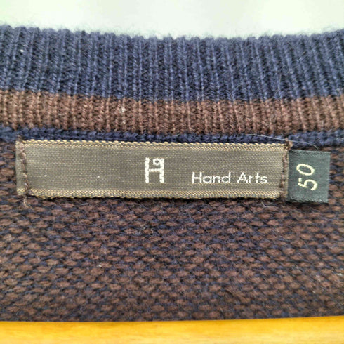 HAND ARTS カシミヤ 100 ハウンドチェック Vネック L/S ニット レディース 50